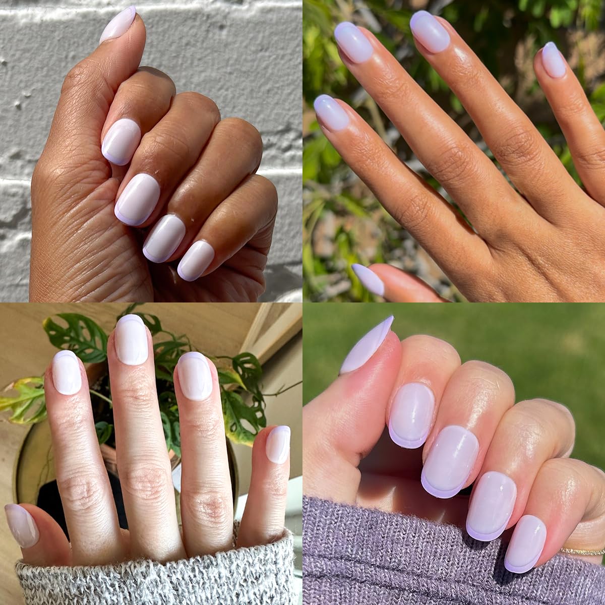 Olive & June Classic Super Stick Mani Press On Nails | No Glue Needed | 32 Tab Nails 16 Sizes | Non-Toxic Tabs Easy On-Off Non-Damaging | 7-Day Wear | Extra Short, Round | Tonal Lavender French