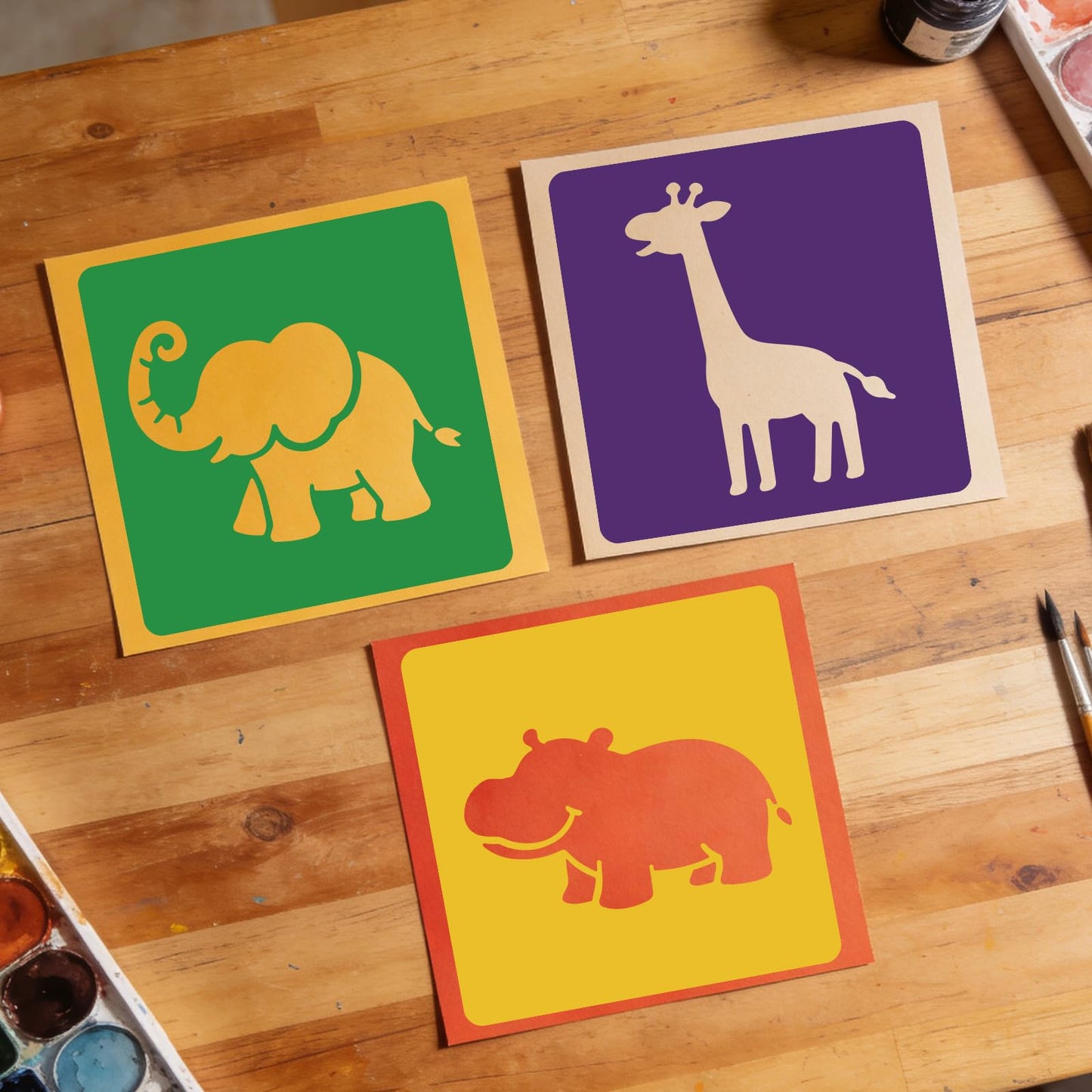 CUTHOLLOW 25 PCS Animal Painting Shape Stencils Sets - 8 Inch Reusable&Washable Drawing Template, Different Animals Primary Themed Sidewalk Chalk Art Stencils Kit for Craft Room Wall Paper