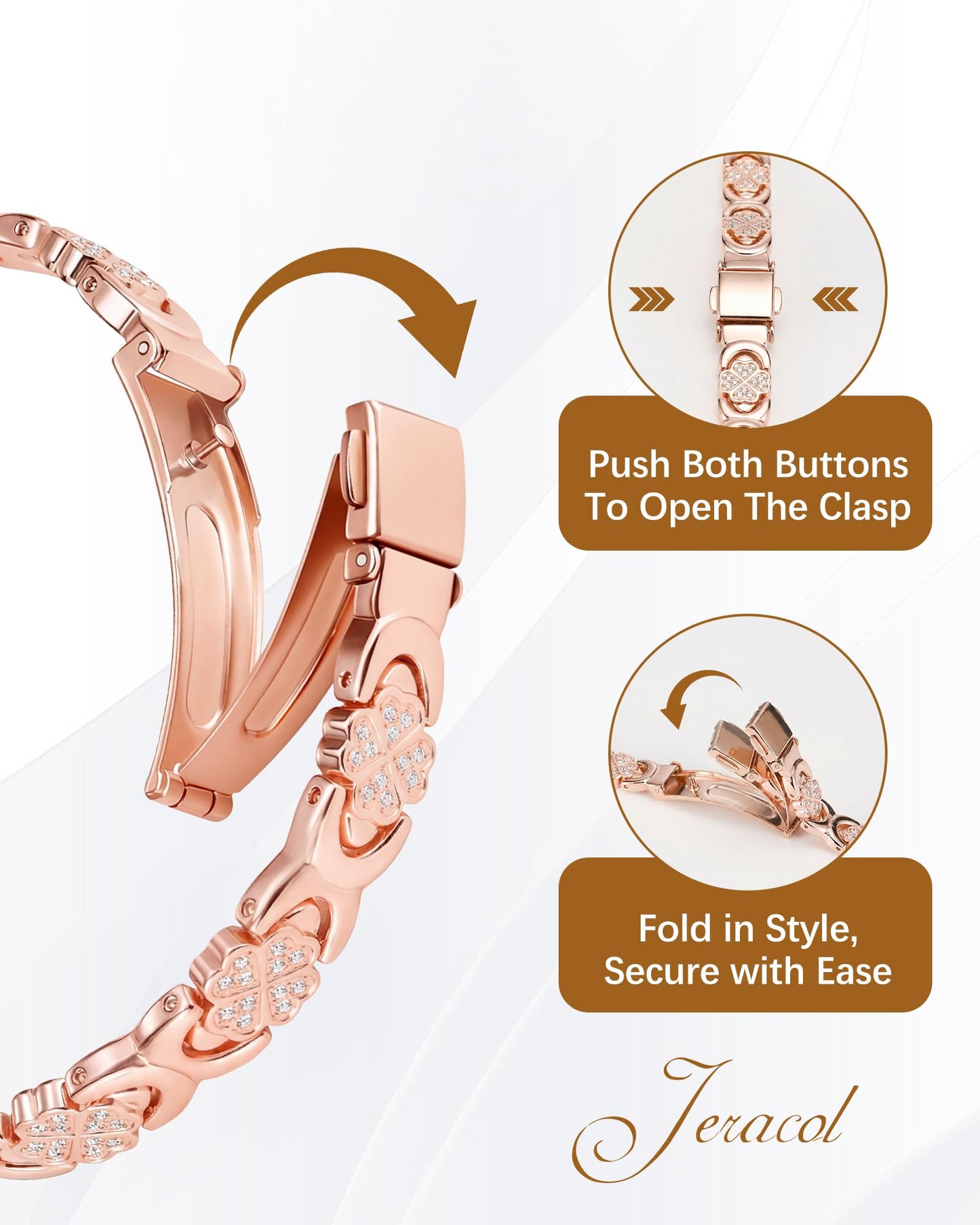 Jeracol Copper Bracelet & Ring for Women, Ultra Strength Magnetic Bracelet with 3800 Gauss Magnets, Four-Leaf Clover & Infinity Heart Symbol & Crystal, Adjustable Tools and Jewelry Gift Box
