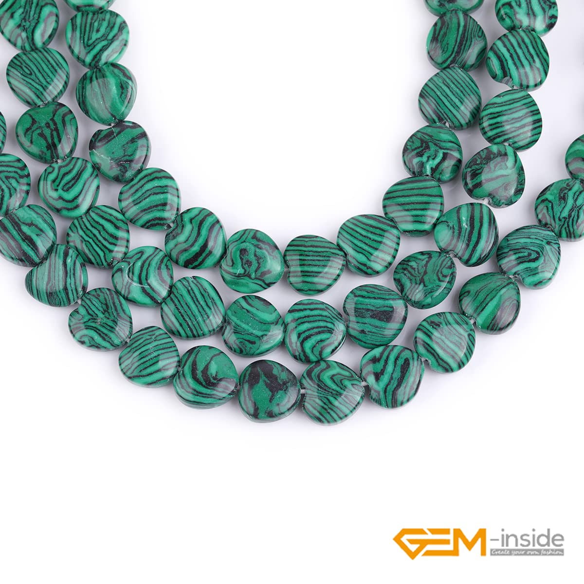 GEM-Inside 10mm Heart Charms Green Fake Malachite Beads for Jewelry Making Full 15" Strand Power Energy Healing Chakra Stone Beads