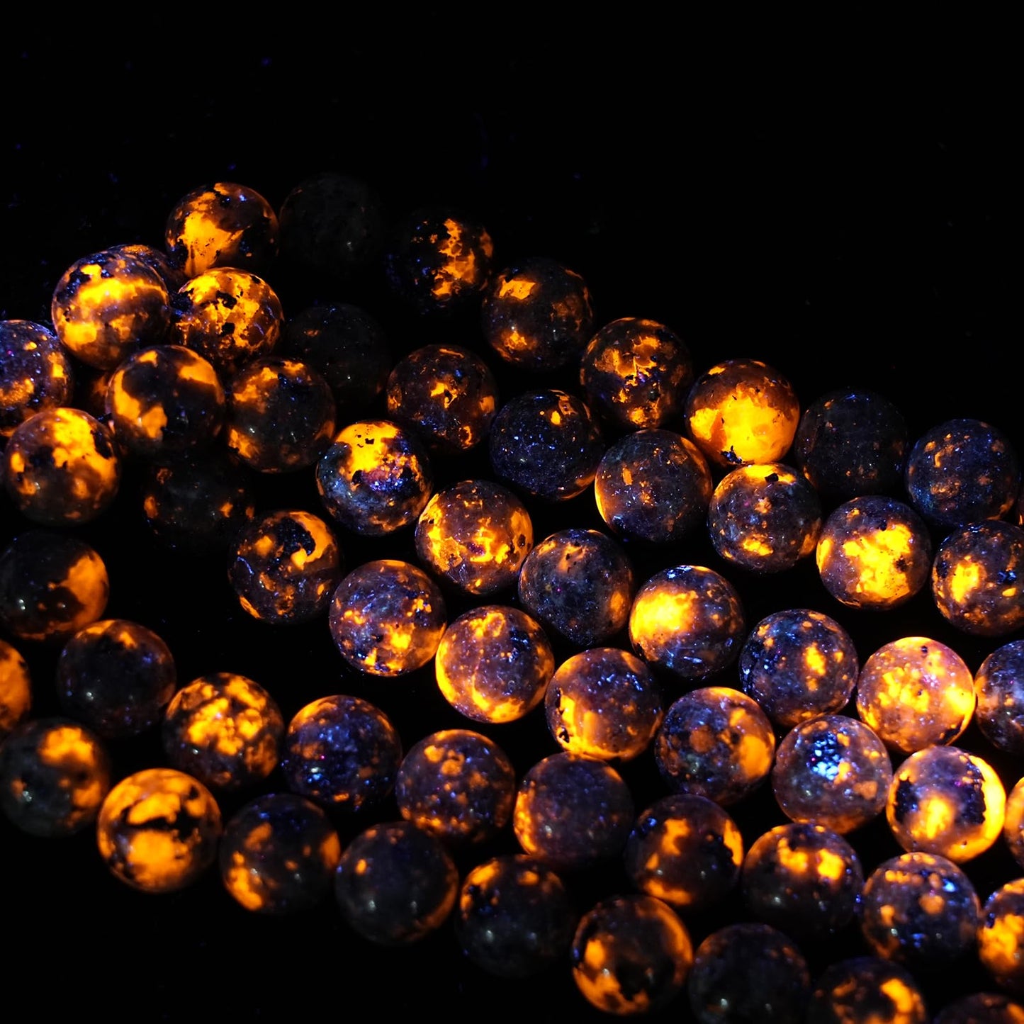10mm Natural Flame Yooperlite Gemstone Beads Polished Round Smooth Stone Beads for Bracelets Jewelry Making 15inch Loose Beads