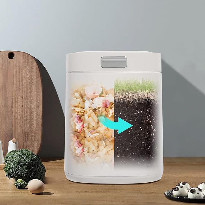 Electric Food Composter 2.5L Capacity, 500W Heating Power Kitchen Compost Bin with 3 Working Modes (Quick/Standard/Ferment), Odorless and Quiet Operation for Apartment Home Use (White)
