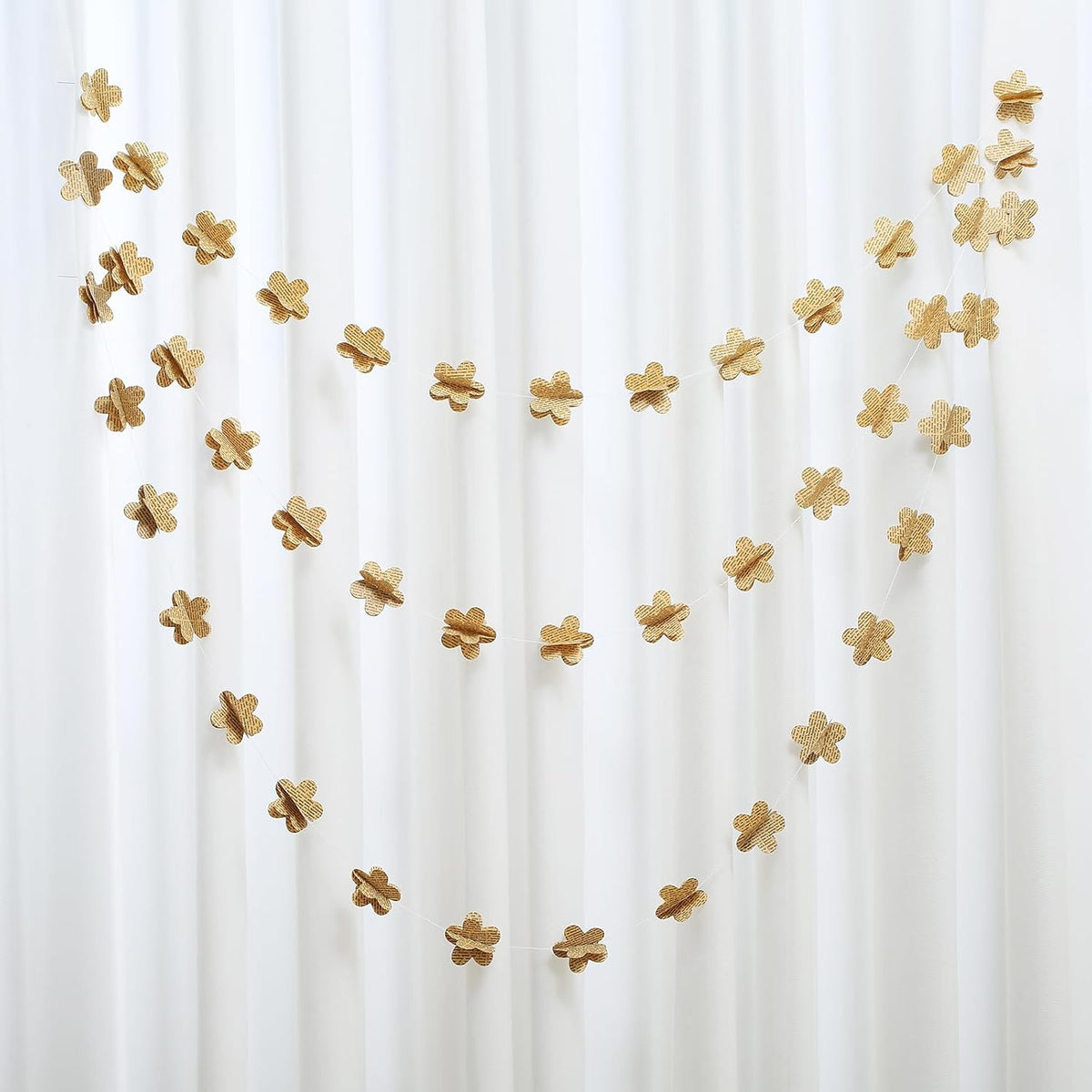 4 Pack 3D Flower Garland Recycled Book Garlands Newspaper Bunting Party Office Bookshelf Banner Wedding Fall Decor Home Decorations (Vintage Flower)