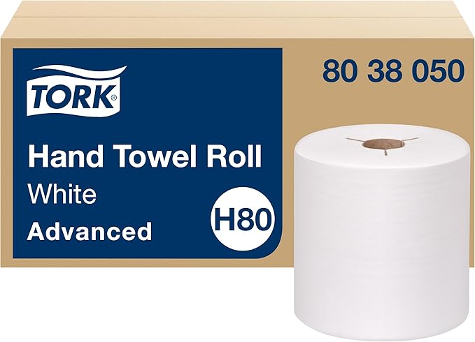 Tork Paper Hand Towel Roll White H80, Advanced, High Absorbency, 6 Rolls x 800 ft, 8038050