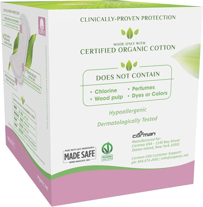 Organyc 100% Certified Organic Cotton Inside and Out Folded Panty Liner - Everyday Sanitary Pad, Free from Wood Pulp, Perfumes, SAP and Chemicals, Light Flow (144 Count)