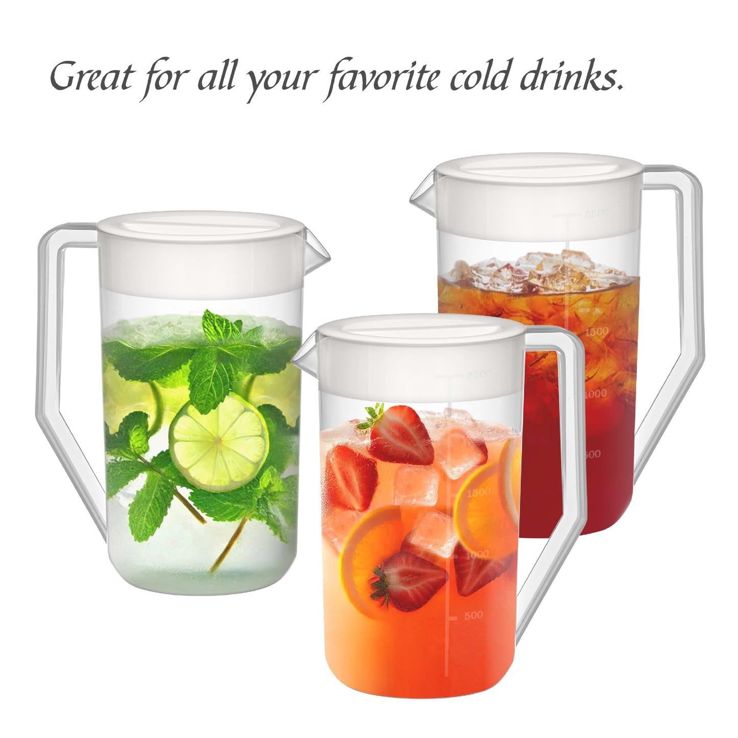 Amazing Abby - Kitchen Party - 2-Quart Plastic Pitcher (1-Pack), Unbreakable Water Pitcher with Lid, BPA-Free, Heat-Resistant, Dishwasher-Safe, Great for Both Iced and Hot Drinks, Indoors and Outdoors