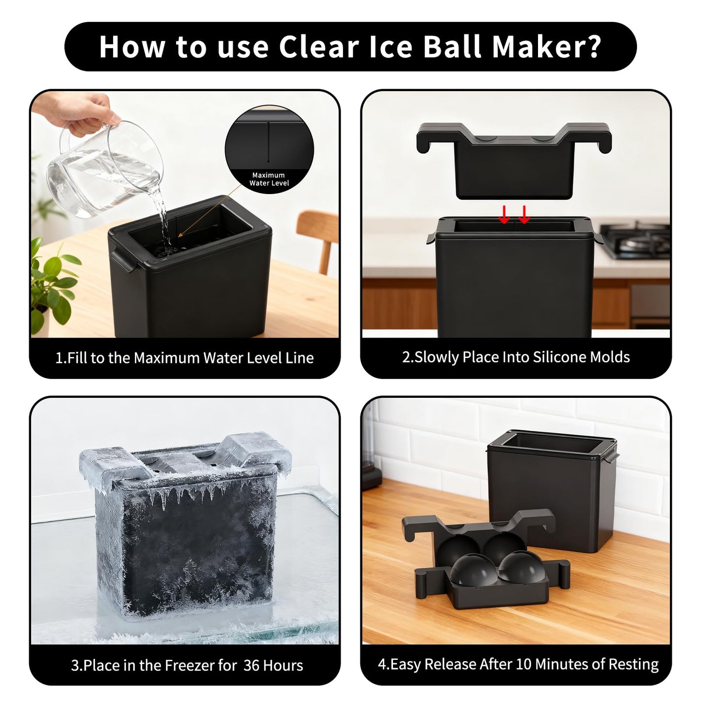 Clear Ice Ball Maker,2 Cavity Ice Ball Maker Mold for Whiskey,2.7 Inch Round Sphere Ice Maker,Idea Gifts for Dad Boyfriend Boss Men who Have Everything