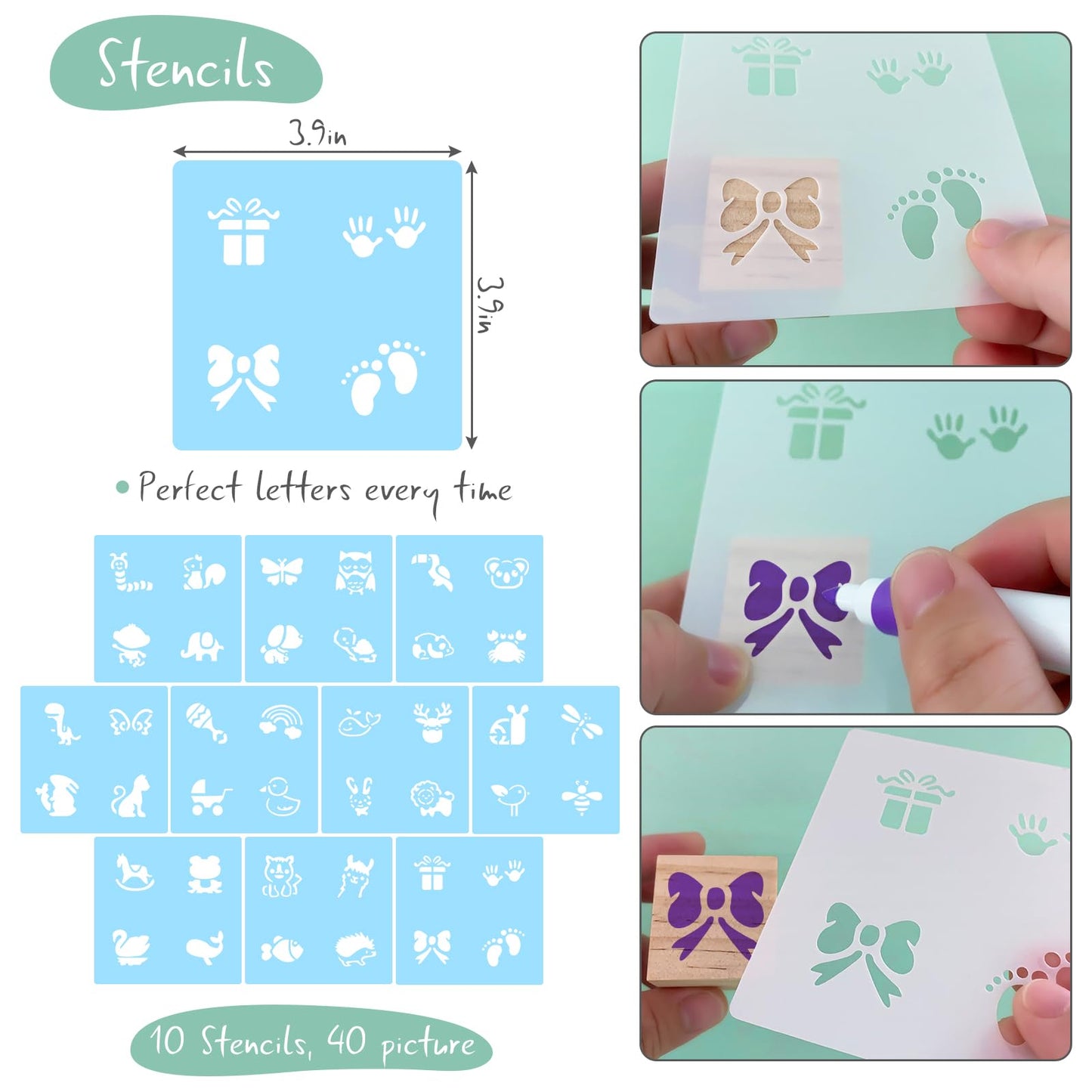 Aisharery 146 Pcs Baby Shower Game Sign Set Includes Decorative Square 54 DIY Blank Wooden Blocks 24 Paint Markers 27 Page Baby‘s First ABC Book