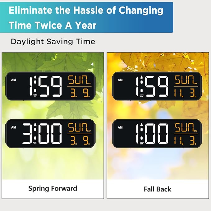 Peakeep Large Display Digital Alarm Clock for Bedroom with Date Day of Week