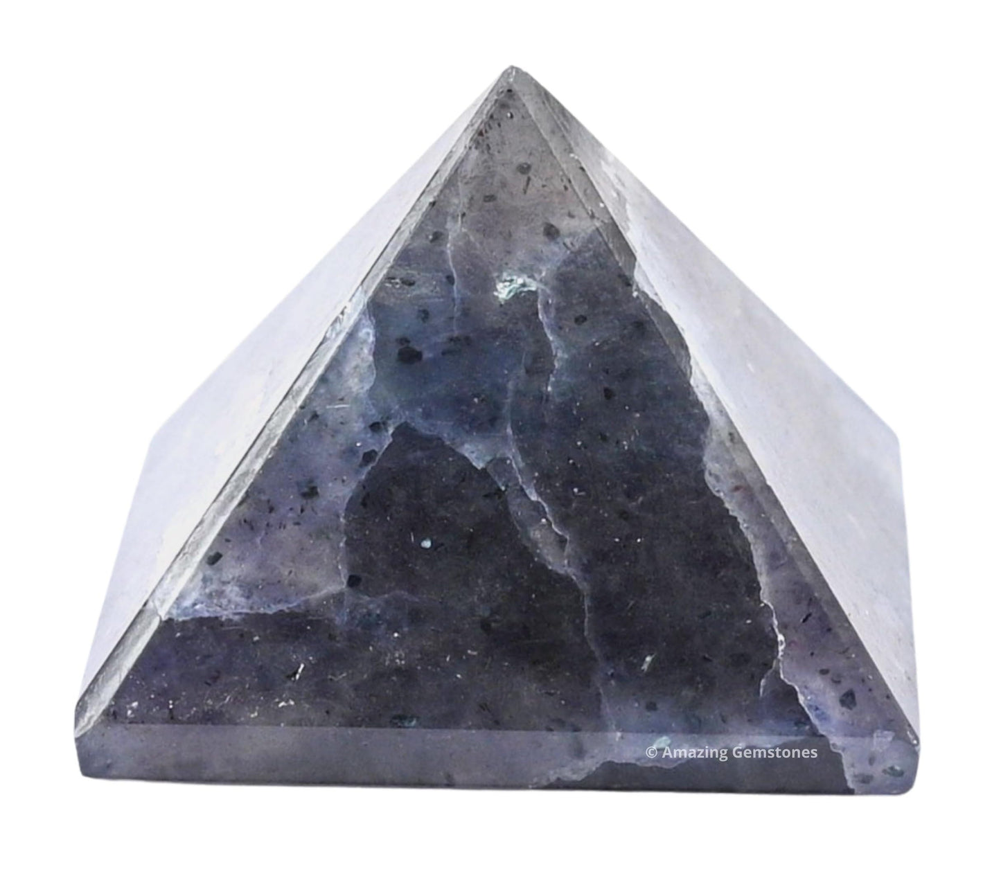 Amazing Gemstone Iolite Pyramid Crystal Healing Stones - 2" Great Pyramid Figurine of Natural Stone Pyramid for Meditation, Reiki, Chakra Balancing and Crystal Pyramids Grid