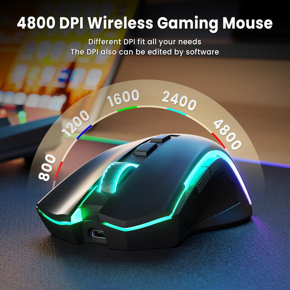 Redragon S101M-KS Gaming Keyboard and Mouse Wireless with Tri-Mode, RGB Keyboard and 4800 DPI Gaming Mouse, 10 Independent Multimedia Keys for Wins, PC, Computer, Wireless S101 Ideal for Gamer