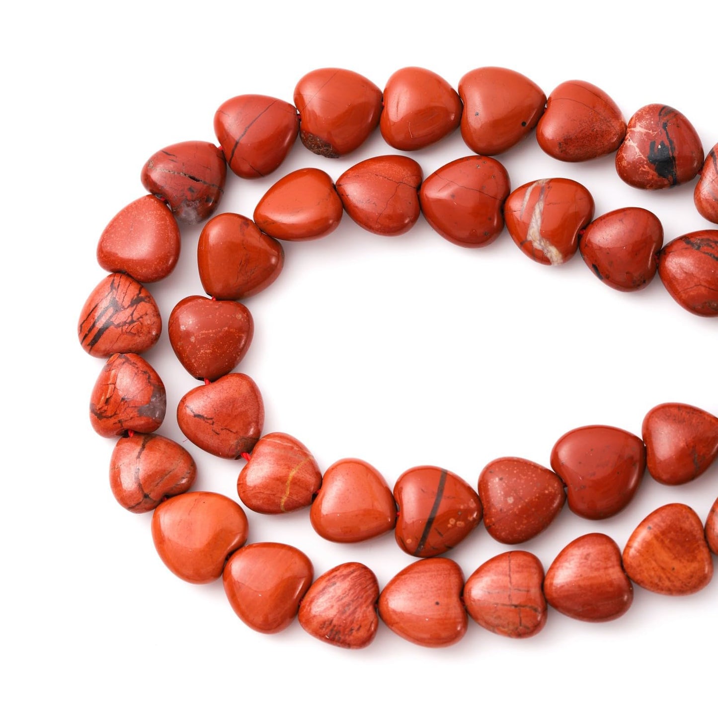 Natural Heart Shaped Red Stone Beads 10mm Loose Crystal Healing Beads for DIY Necklace Bracelet Making Gemstone Craft Supplies