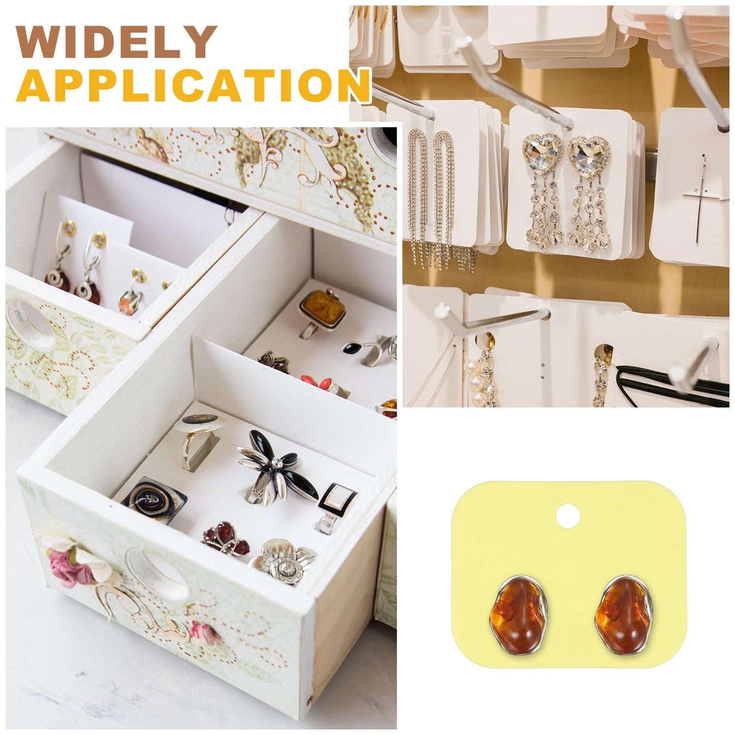 PATIKIL 400Pcs Earring Display Cards, 1.6"x2" Kraft Paper Stud Earring Holder Card, Blank Hanging Tag 2 Holes for Ear Stud Small Jewelry Selling Packaging Supply, Beige