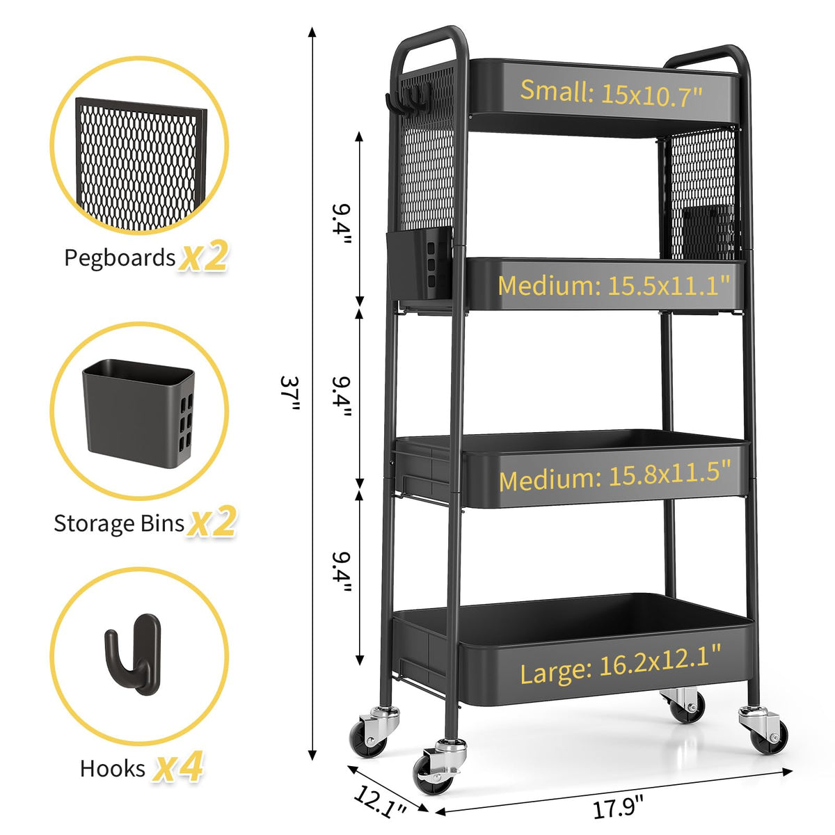 4 Tier Rolling Cart