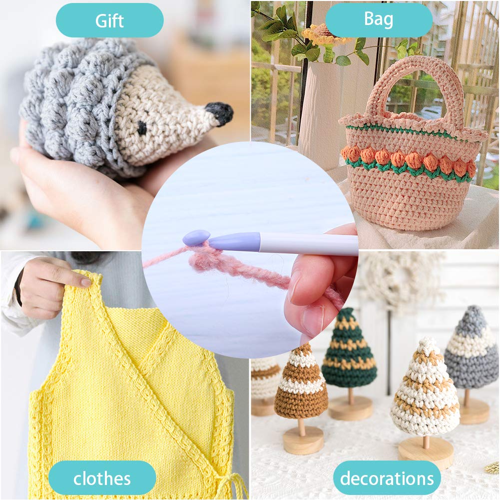 7 Sizes Crochet Hooks Set (7mm-20mm) with 9 Pcs Large-Eye Blunt Needles, Huge Plastic Crochet Hook Crochet, Adjustable Knitting Loop, Extra Large Crochet Hook for Yarn Weaving Craft Tools