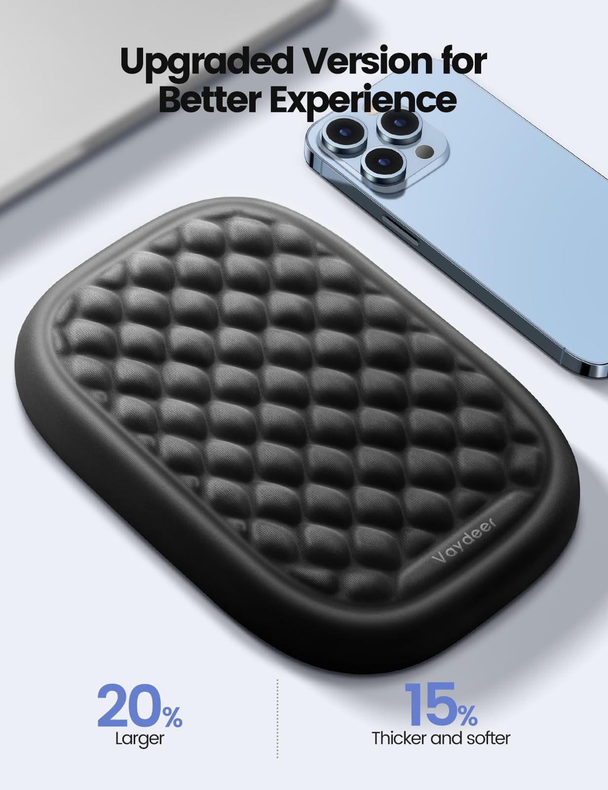 【Upgraded Larger and Thicker】Vaydeer Elbow Rest Pad 1pc, Desk Wrist Rest Memory Foam Armrest, Ergonomic Mouse Cushion Support, Wrist Pain Relief for Computer Laptop Working Typing Gaming Office Gadget