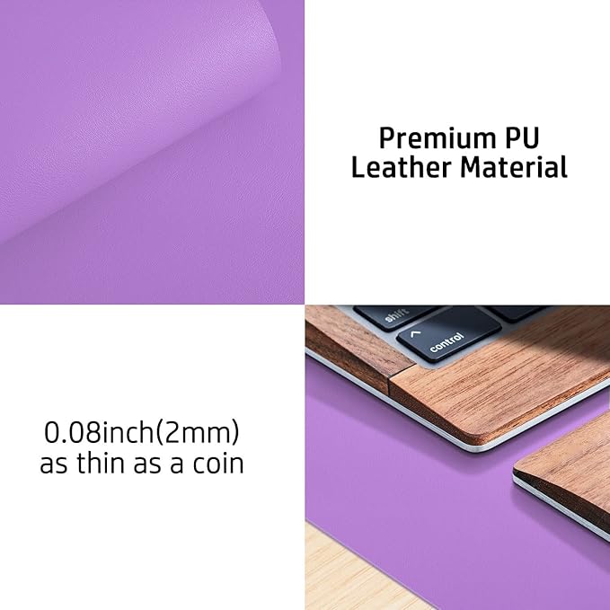 Aothia Leather Desk Pad Protector, Mouse Pad, Office Desk Mat, Non-Slip PU Leather Desk Blotter, Laptop Desk Pad, Waterproof Desk Writing Pad for Office and Home (31.5" x 15.7", Iris Violet)