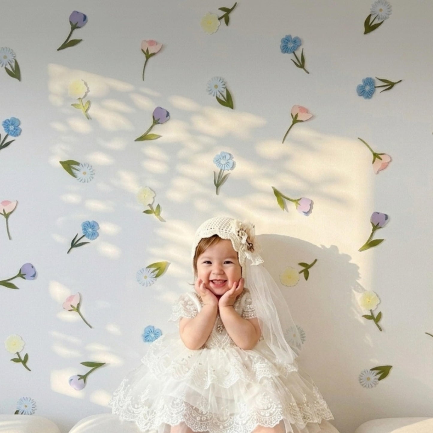 EGG CHECK 25 Pcs Handmade Paper Flower Wall Decor, Summer Wildflower Cutouts for Bulletin Board, Classroom Decor, Nursery, Bedroom, Party Decorations, Photo Backdrop, Korean Paper Craft