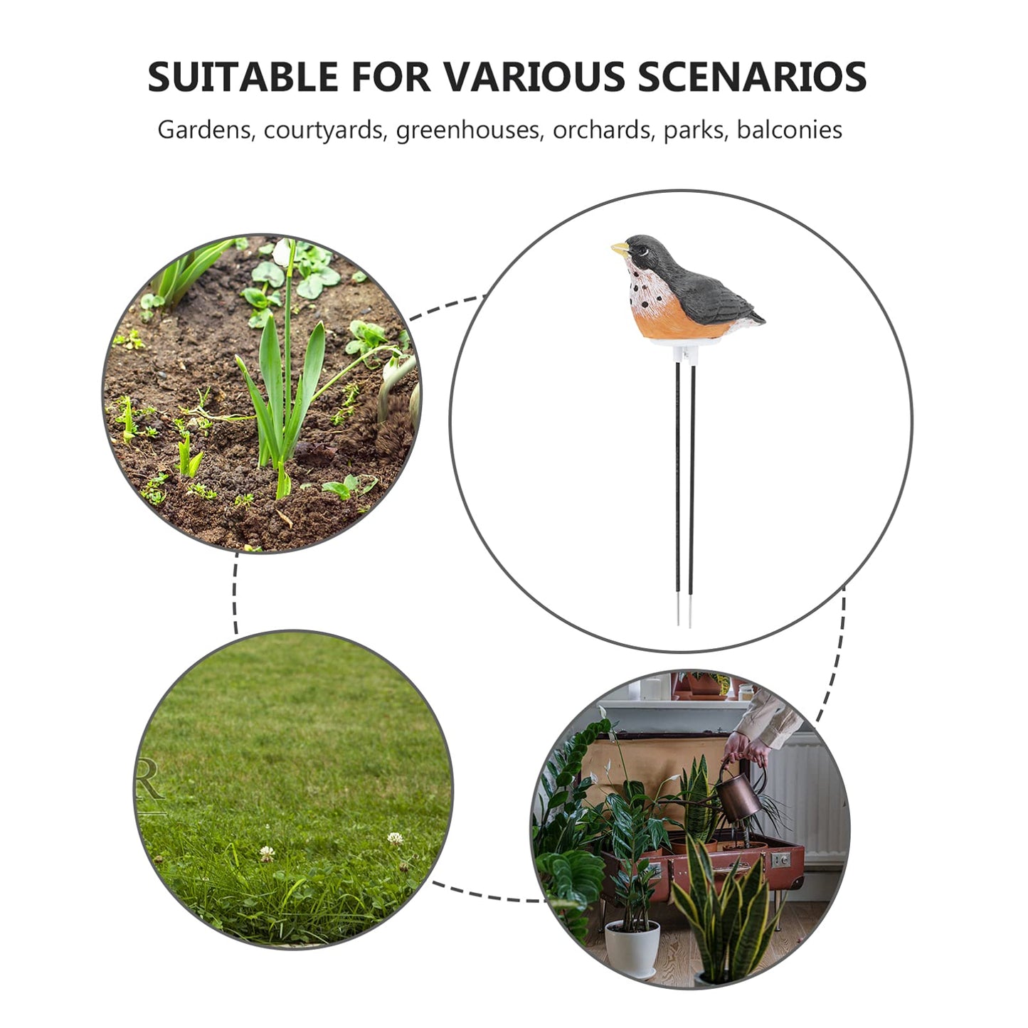 Yardwe Soil Moisture Meter, Bird Plant Water Tester with Chirping Alarm, Resin Soil Moisture Sensor for Indoor Potted Plants, Gardening Watering Indicator