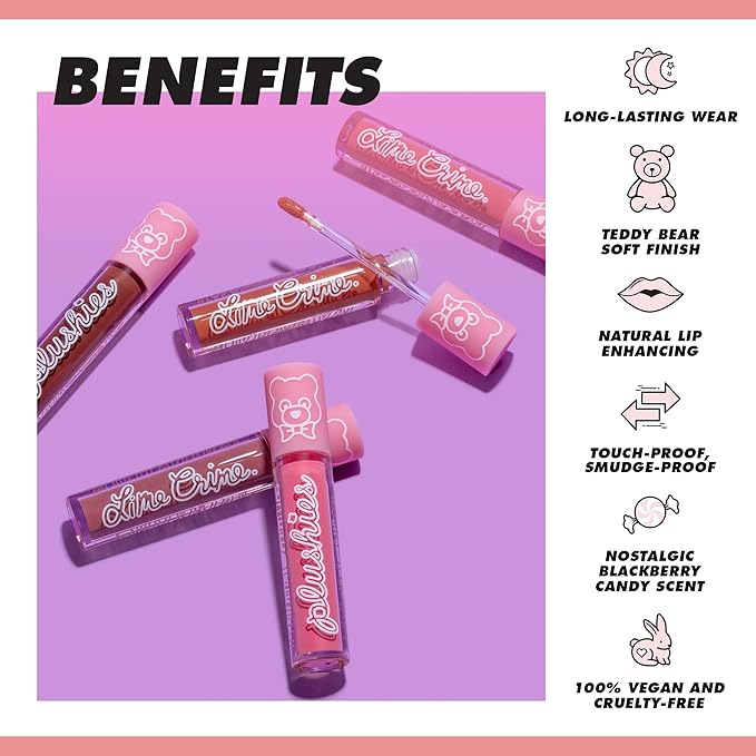 Lime Crime Plushies Soft Matte Lipstick, Pumpkin Latte (Brick Red) - Blackberry Candy Scent - Plush, Long Lasting & High Comfort for All-Day Wear - Talc-Free & Paraben-Free
