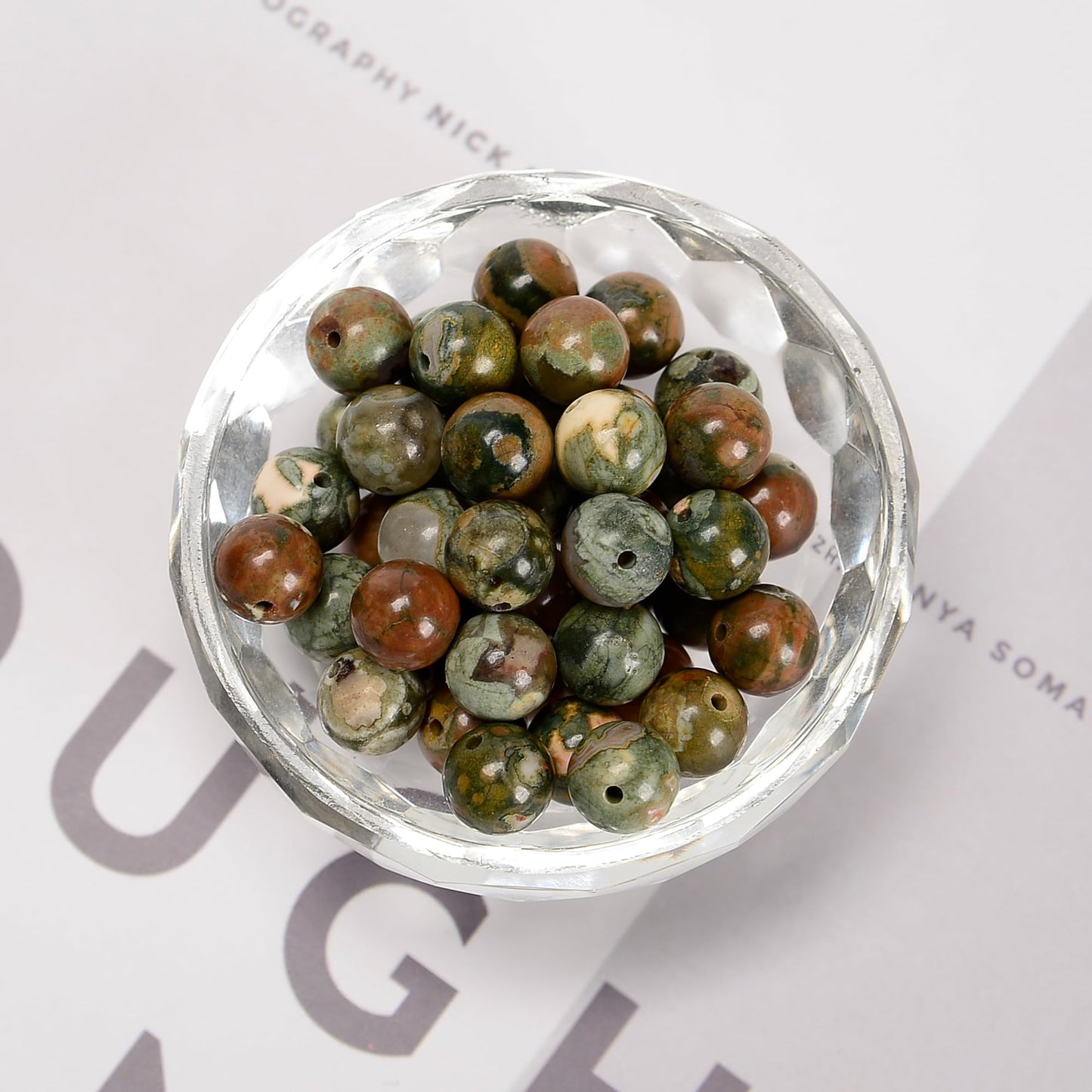 65Pcs 6mm Birdeye Rhyolite Natural Round Loose Real Stone Beads Gemstone Genuine for DIY Hand Made Craft Jewelry Bracelet Earring Necklace String Making Energy Healing Power