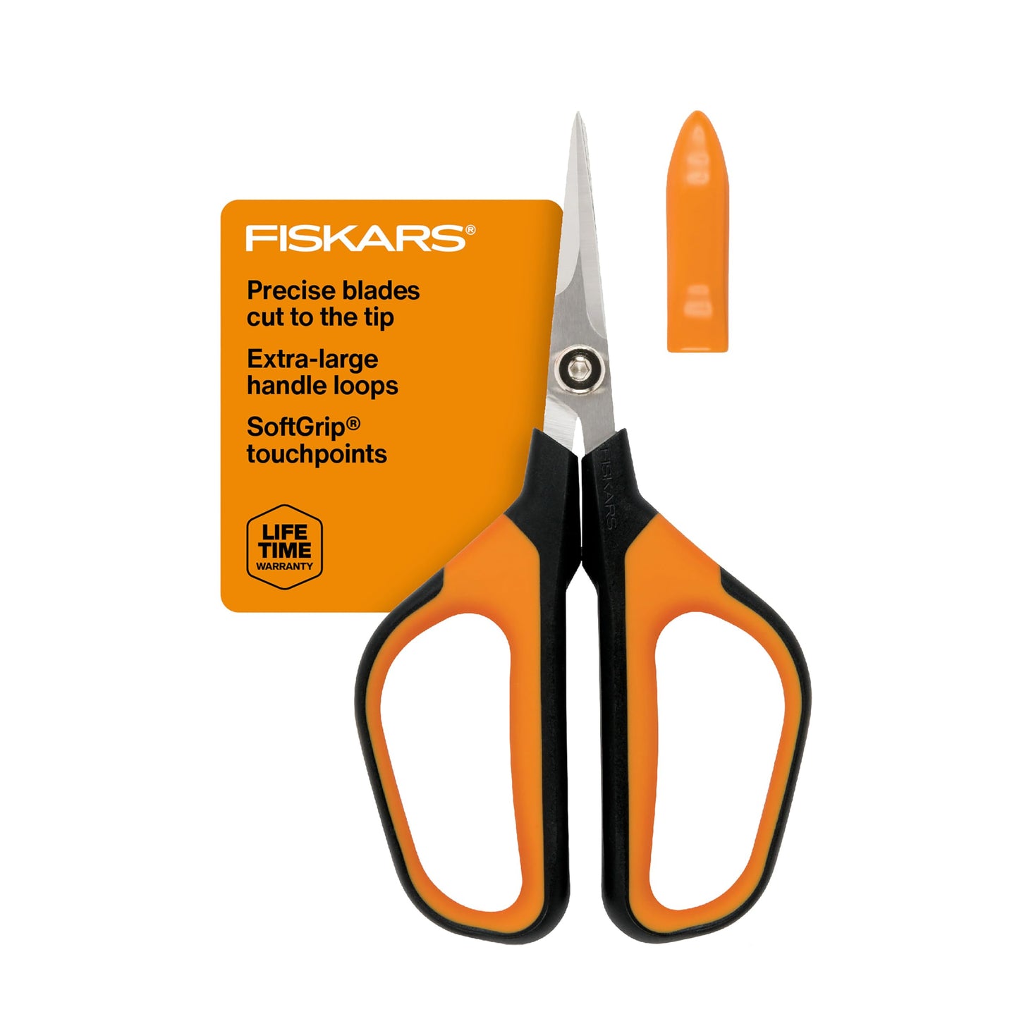 Fiskars Comfort Loop Pruning Snips, Garden Gifts for Women, Extra Large SoftGrip Handle, Yard and Garden Tools 7", Orange/Black