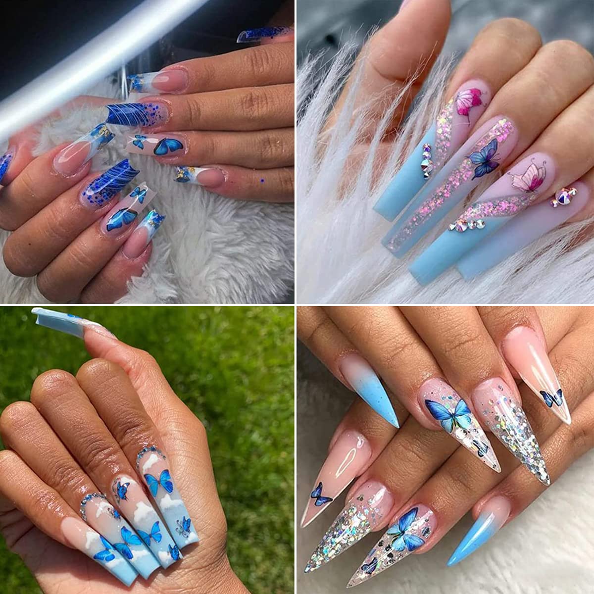 Butterfly Nail Art Stickers, 3D Decals - Self-Adhesive Butterflies Wing Designs for Women, DIY Nail Decoration