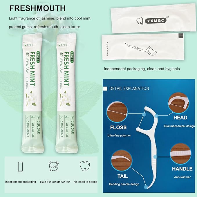 Travel Size Mouthwash Packets – Portable, Fresh Breath Anytime, Eliminates Bad Breath, Sugar-Free, Alcohol-Free, 7 Pack × 0.4 Fl Oz