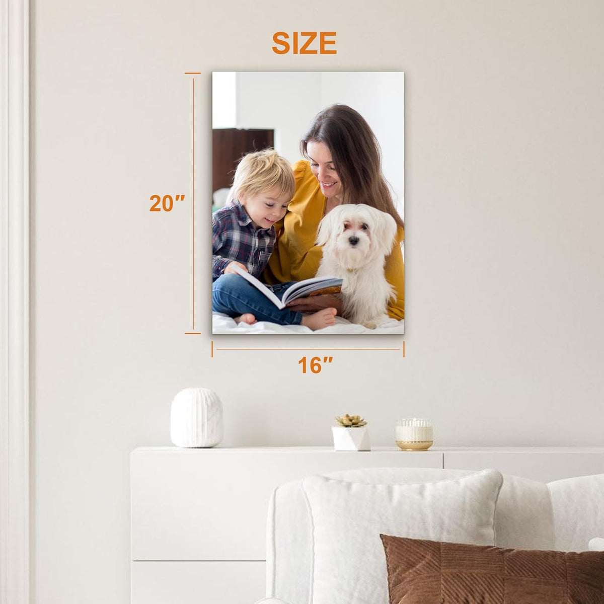 Custom Canvas Prints with Your Photos- Personalized Print Canvas Pictures, Custom Wall Art Gift for Living Room, Bedroom, Wedding Family Baby Pets Framed 16 x 20 inche