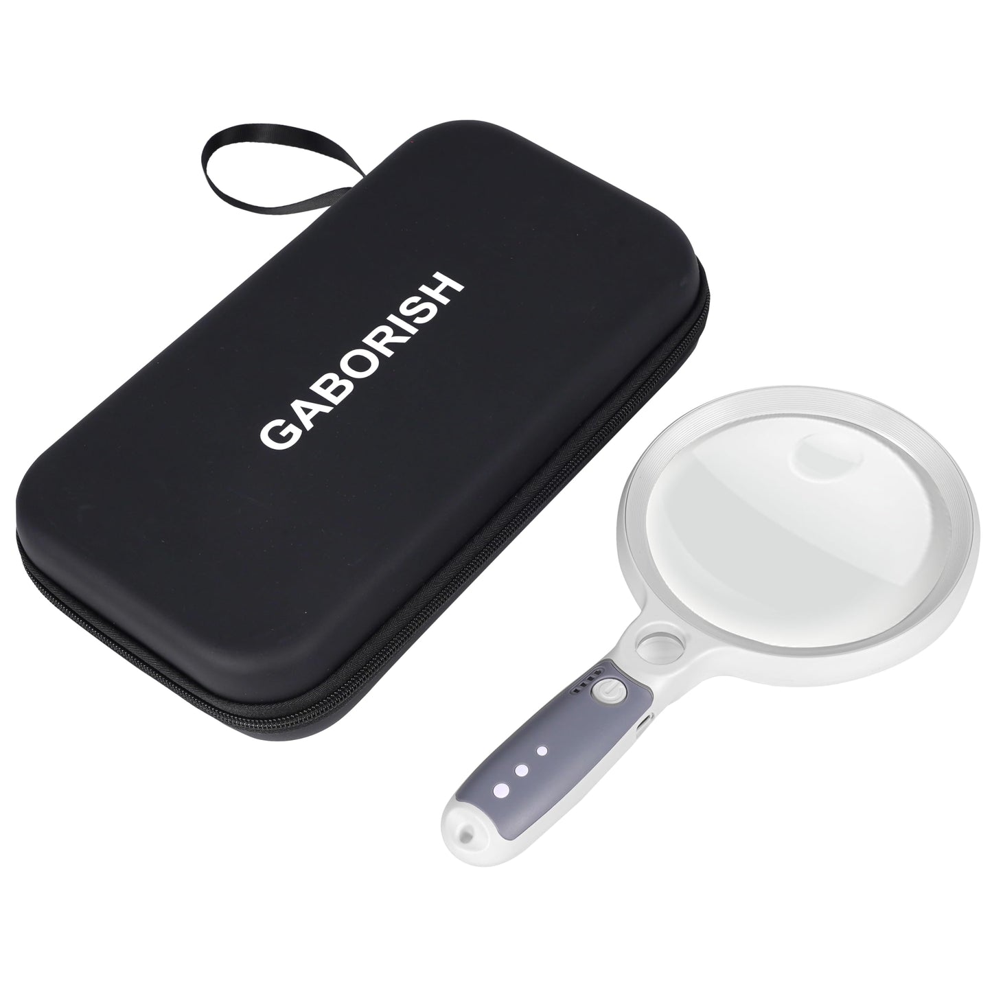 Large Magnifying Glass with 37 LED Light and Case, 10X 20X 45X Handheld Illuminated Lighted Magnifier with 3 Light Modes Rechargeable Magnifying Glass for Seniors Reading, Inspection (White & Grey)