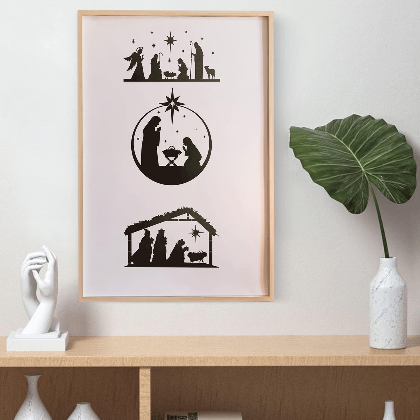 9 Pieces Christmas Nativity Scene Stencils Reusable DIY Painting Stencil for Painting on Wood Canvas Plastic Nativity Scene Paint Stencils for Crafts Fabric Home Décor