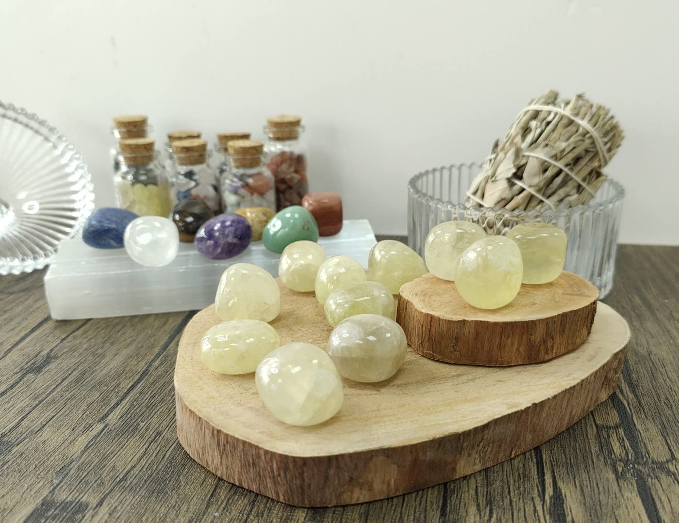 MAIBAOTA Citrine Crystals Bulk Tumbled Crystals Polished Stones Natural Gemstones Decorative Stones for Vase Reiki Witch Quartz Crstal Stones