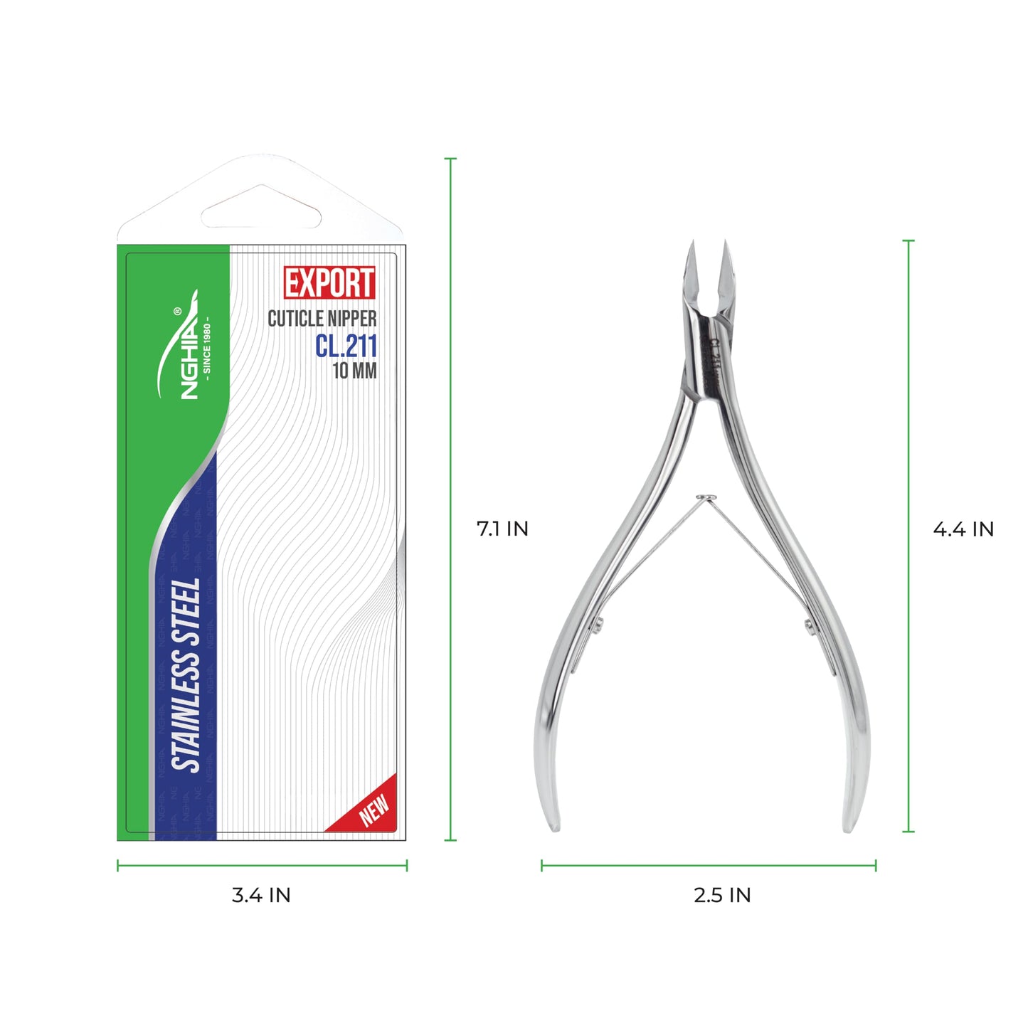 NGHIA Professional Cuticle Nipper CL-211 | Stainless Steel (7MM) | Salon Quality & Surgical Grade | Precision Cuticle Trimmer