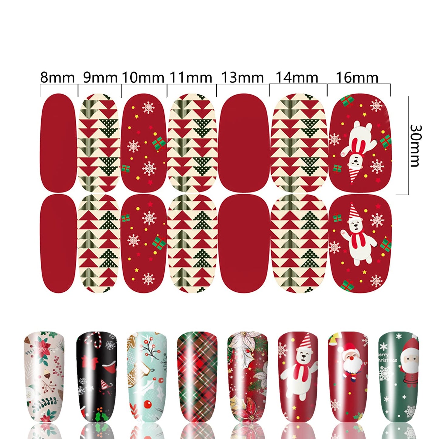 SILPECWEE 20 Sheets Christmas Nail Polish Strips Full Nail Wraps for Women Self Adhesive Nail Polish Stickers Holiday Manicure Stickers for Nail Art with Nail File (Chic Style)