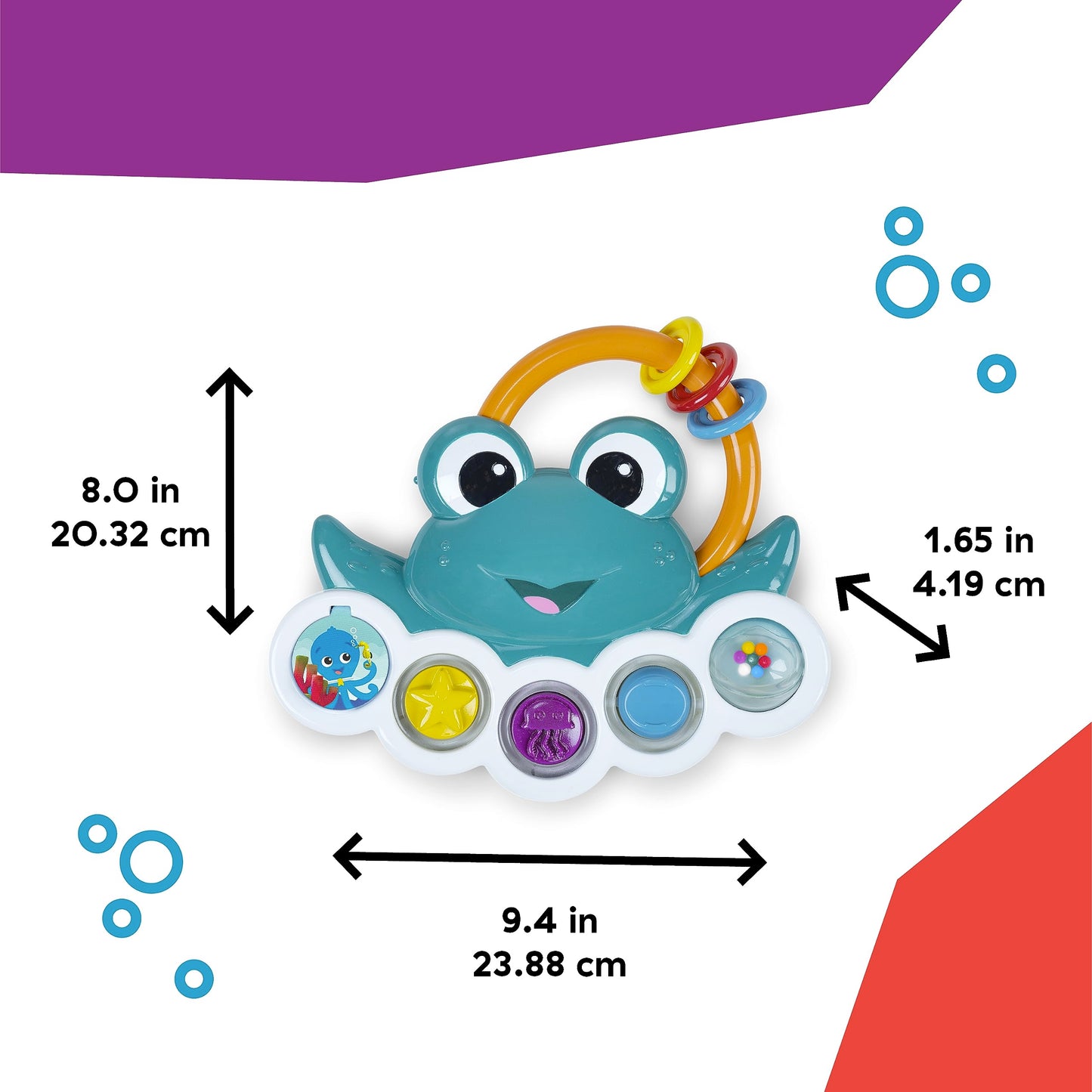 Baby Einstein Ocean Explorers Neptune’s Busy Bubbles Sensory Activity Toy, with Interactive Lights and Music, Ages 3+ Months