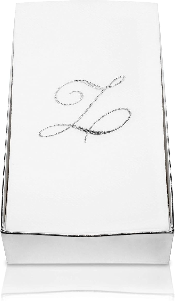 AH AMERICAN HOMESTEAD Disposable Hand Towels for Bathroom 50 Count - Guest Bathroom Essentials -Bathroom Paper Towels - Monogrammed Disposable Napkins - Wedding Napkins in Paper Towel Tray (Gold, B)