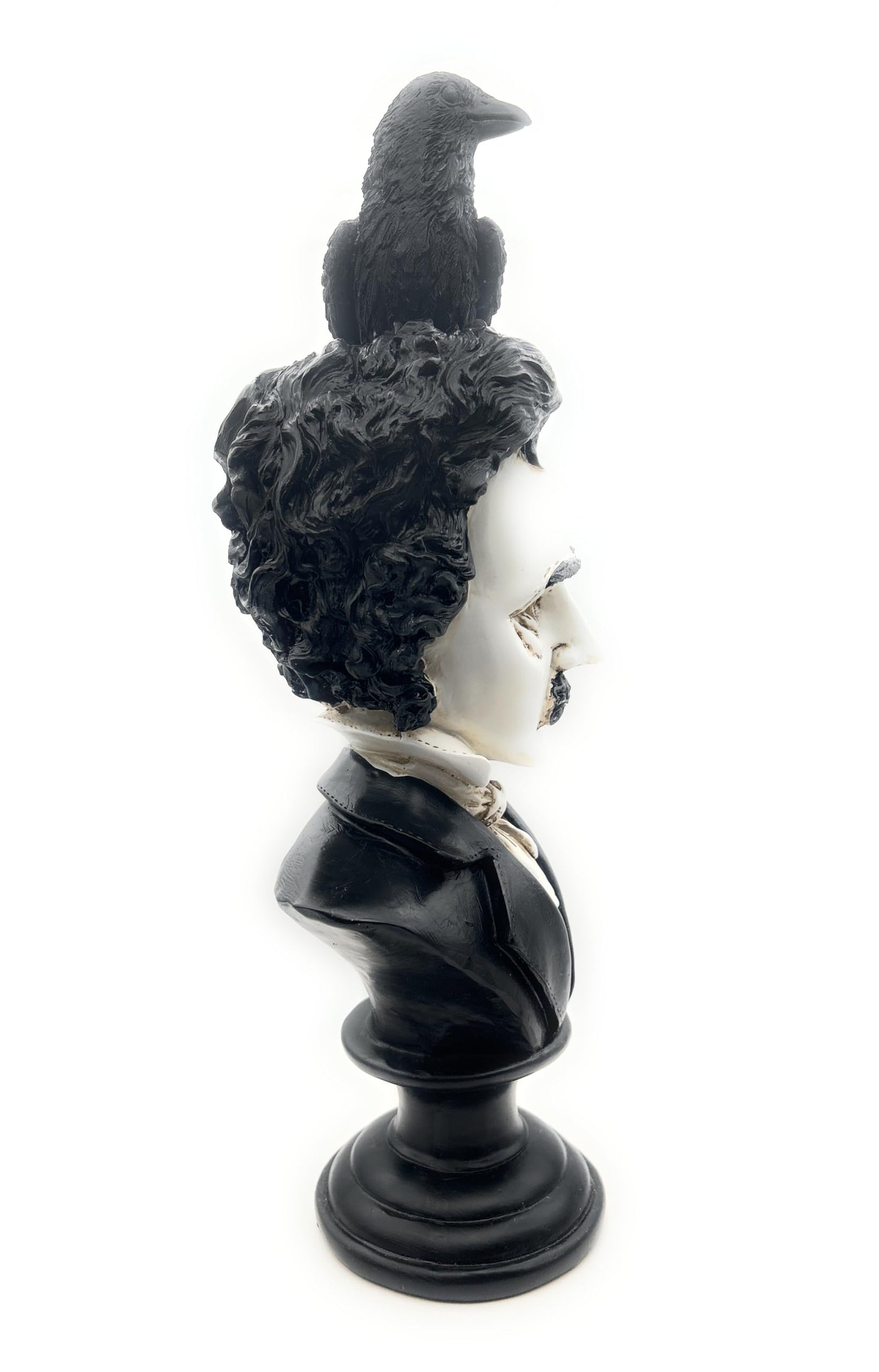 RUSTIX Edgar Allan Poe Bust Statue – Gothic Raven Figurine Inspired by “The Raven” – Decorative Statue for Literary, Gothic, and Victorian Home Decor