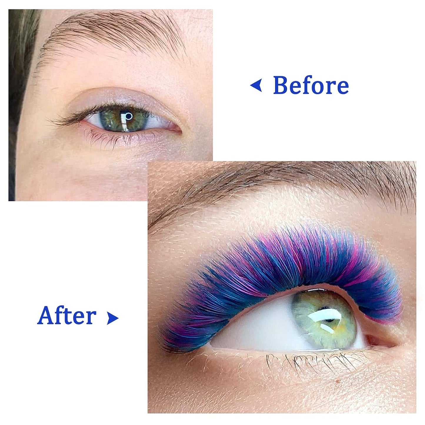 QUEWEL Easy Fan Volume Lashes 0.07 D Curl Blue Volume Eyelash Extensions 9-16mm Mixed Lash Tray Color Lashes Extension Self Fanning (Blue 0.07 D 9-16mm)