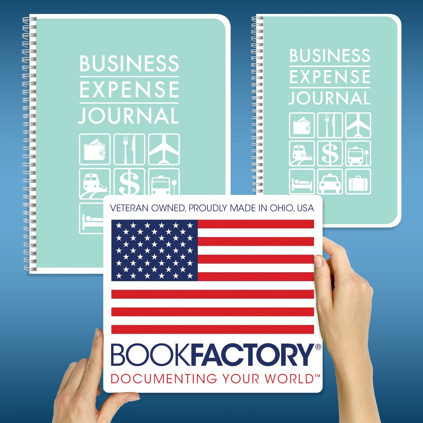 BookFactory Business Expense Log Book Expense Tracking Ledger Logbook Journal Receipt Organizer 100 Pages 8.5''x11'' Wire-O (Made in USA)