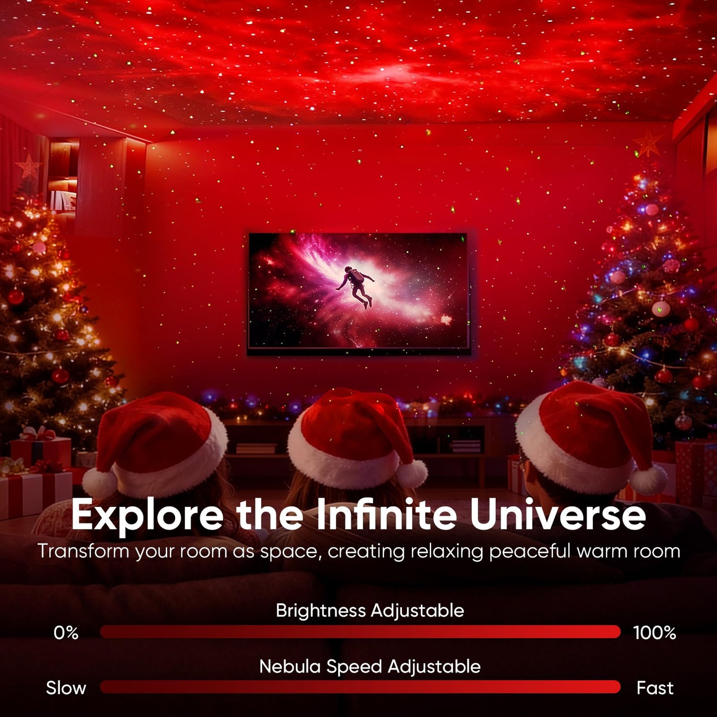 Astronaut Galaxy Star Projector Light, Aurora LED Night Light Lamp for Bedroom,Adults Kids Room Decor, Space Starry Nebula Ceiling Lighting Projector with Timer, Remote & APP Control, White Noise