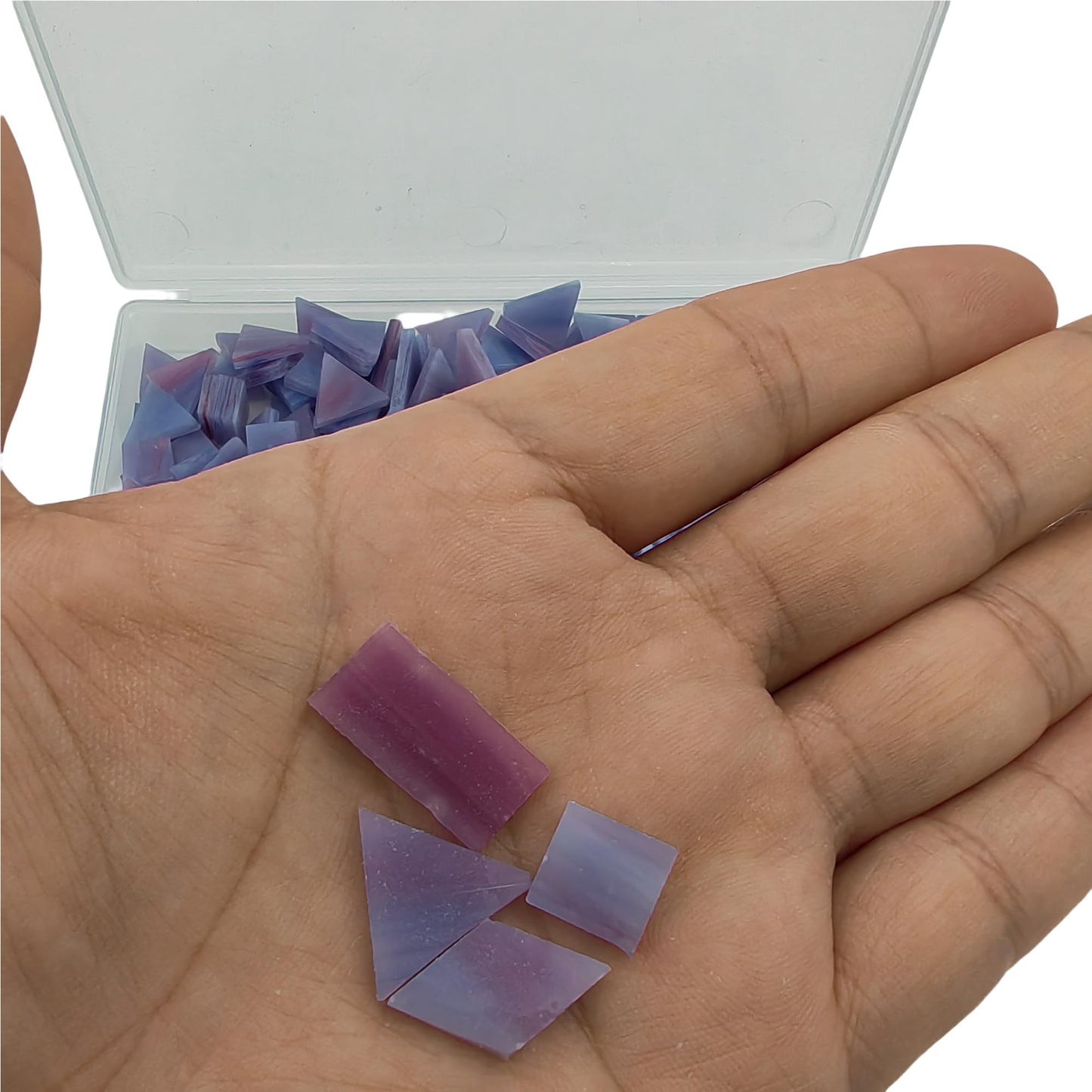 4 Shapes Mixed Glass Mosaic Tiles,Square+Diamond+Triangle+Rectangle 220 PCS Stained Glass Mosaic Pieces for Handmade Art Crafts and Home Decoration (Violet)