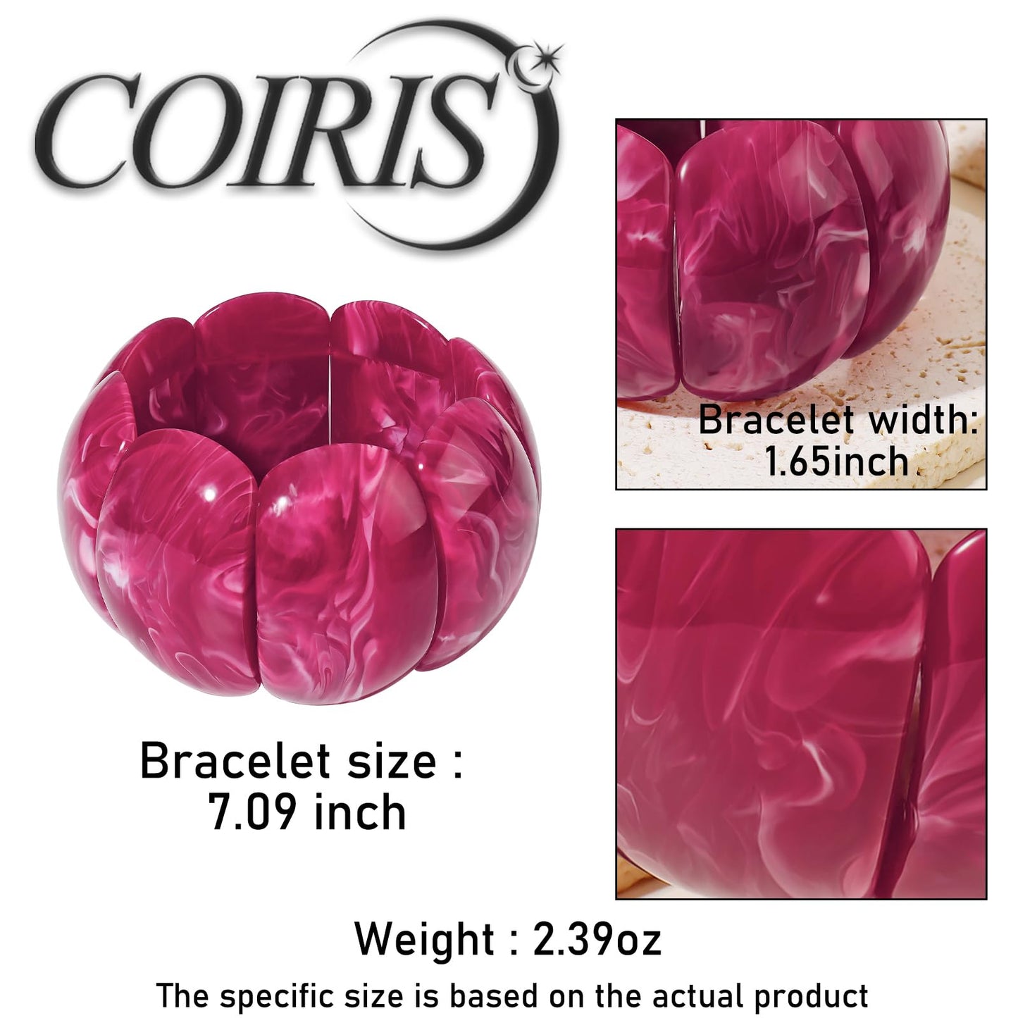 Coiris Chunky Bracelets for Women Acrylic Bangle Resin Bracelets Colorful Thick Jewelry