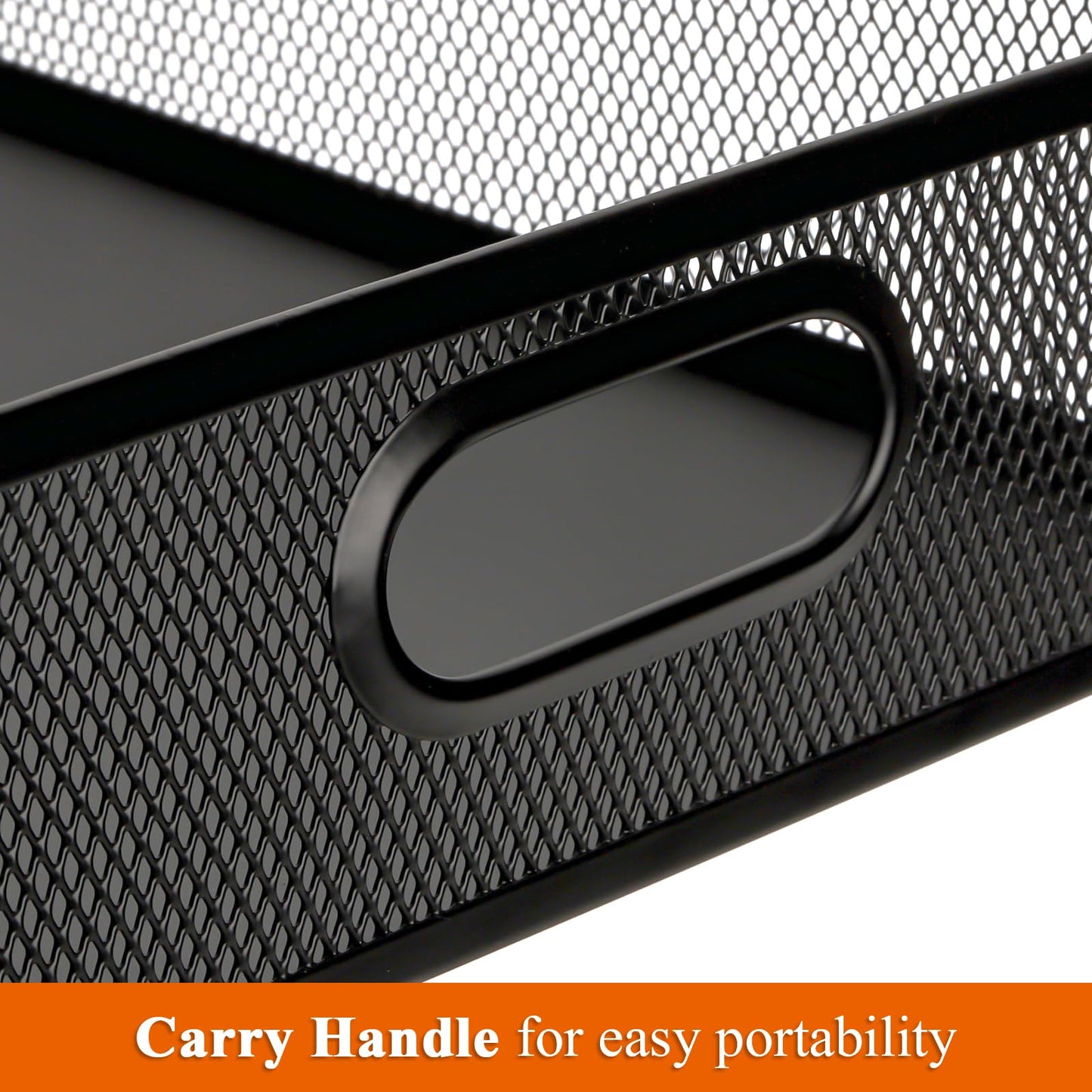Elsjoy 2 Pack Desk Drawer Organizer Tray, Metal Mesh Desktop Storage Tray Office File Organizer with Handle, Portable Large Storage Basket for Office Supplies, Craft, Magazine, Paper