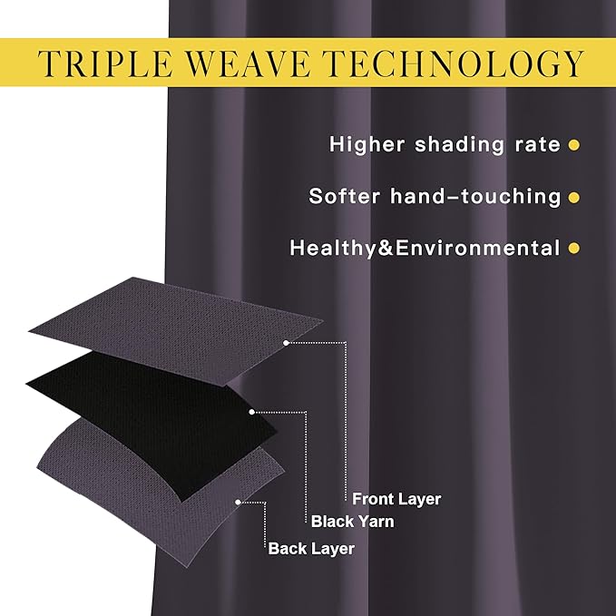 NICETOWN Bedroom Blackout Curtains and Drapes 54" L - Window Treatment Thermal Insulated Solid Grommet Blackout Draperies for Home Office (Greyish Purple, 2 Panels=92" Wide)
