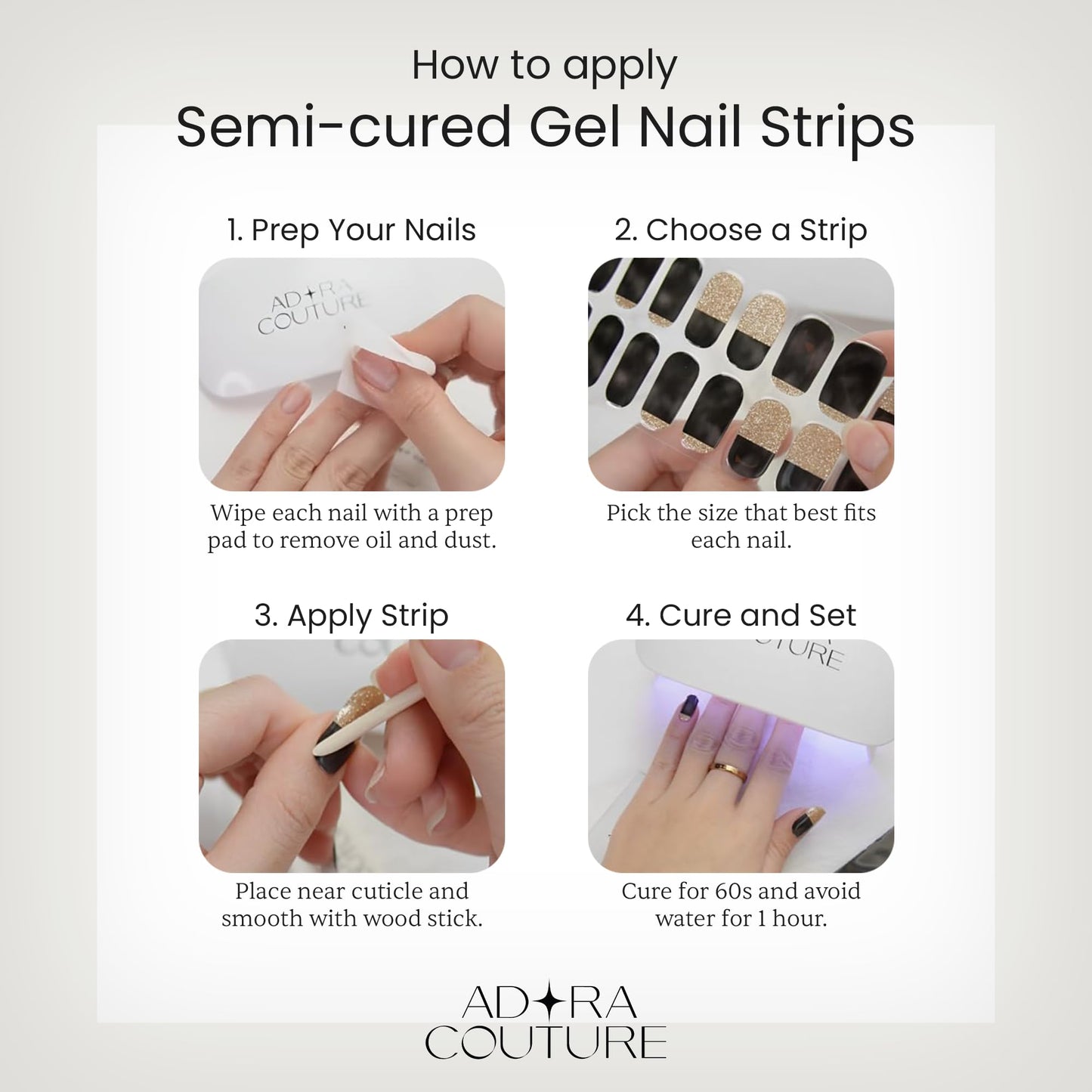 Semi-Cured Gel Nail Strips - 20 Salon-Quality Gel Sticker with UV Light Required, Long Lasting, Easy Application & Removal, Includes Prep Pad, Nail File, Wooden Stick (Emerald Allure)