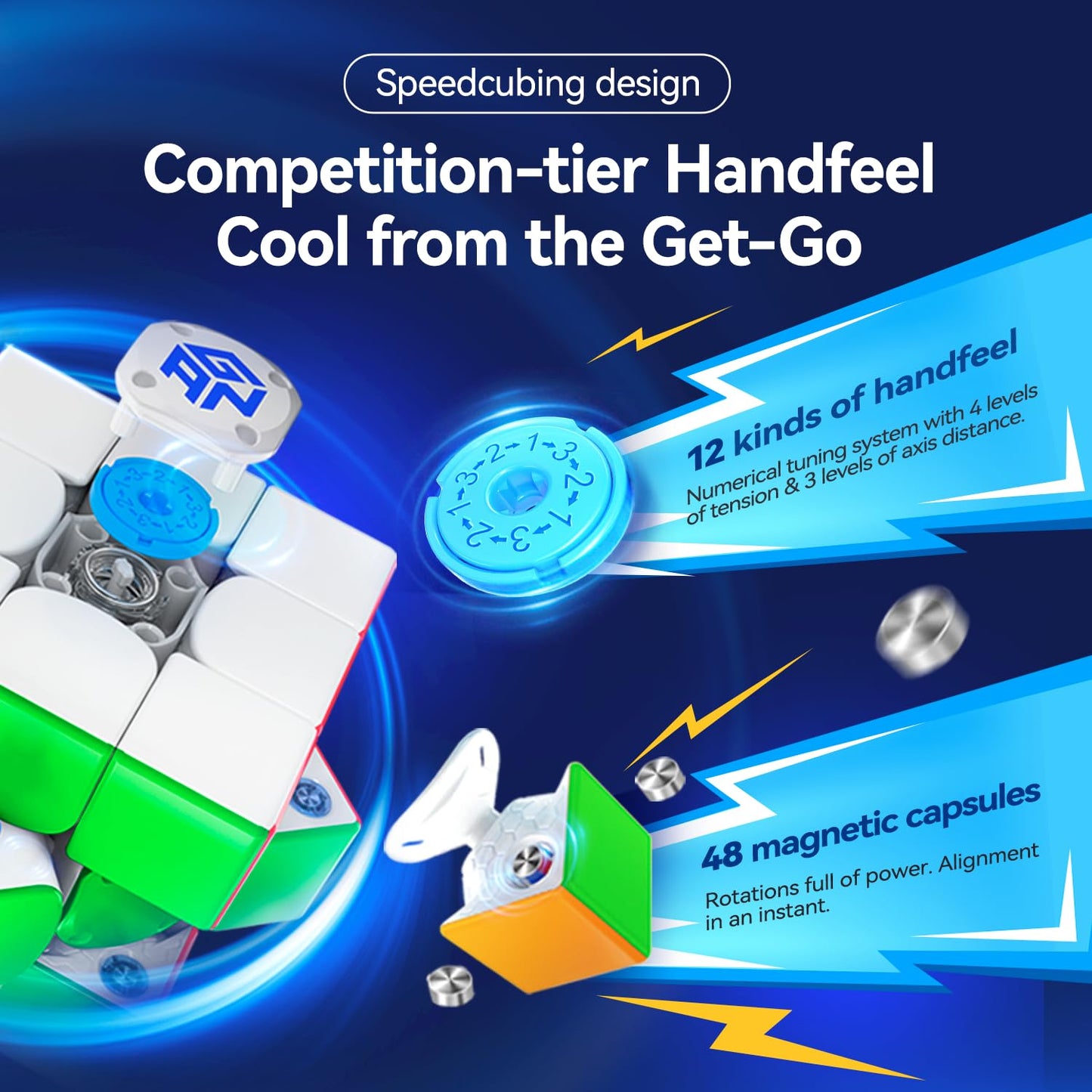GAN 356 i Carry E, Smart Speed Cube 3x3 Magnetic Connected Electronic Bluetooth Speedcube for Kids Adults Timer Tracking Movement Steps with App Online Competition, Battery Replaceable Frosted Version