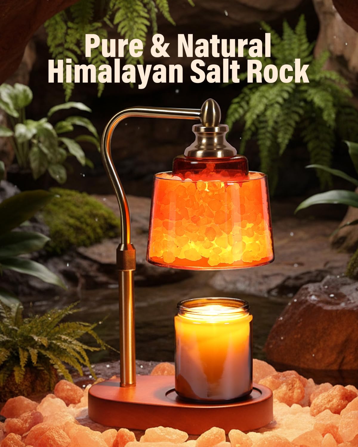 ZAXLZMHSD 3-in-1 Candle Warmer Lamp with Timer Dimmable, Himalayan Salt Lamp & Passive Diffuser, Gifts for Women, House Warming Gifts, Wax Melt Warmer for Jar Candles
