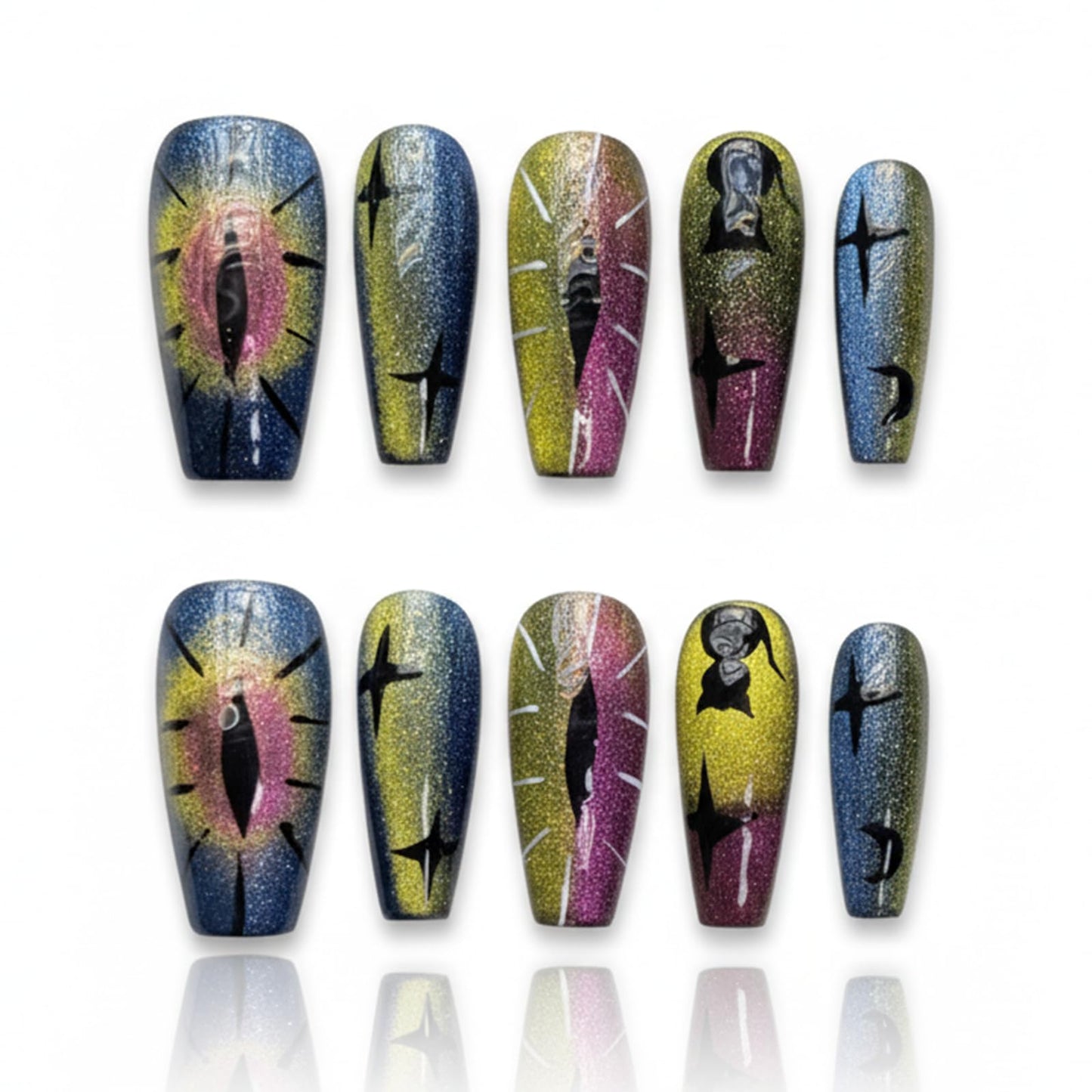 Handmade Press On Nails Demon Eye Reusable Stick On Fake Nails Luxury Elegant Sexy Style For Women Gift With Nail Glue M