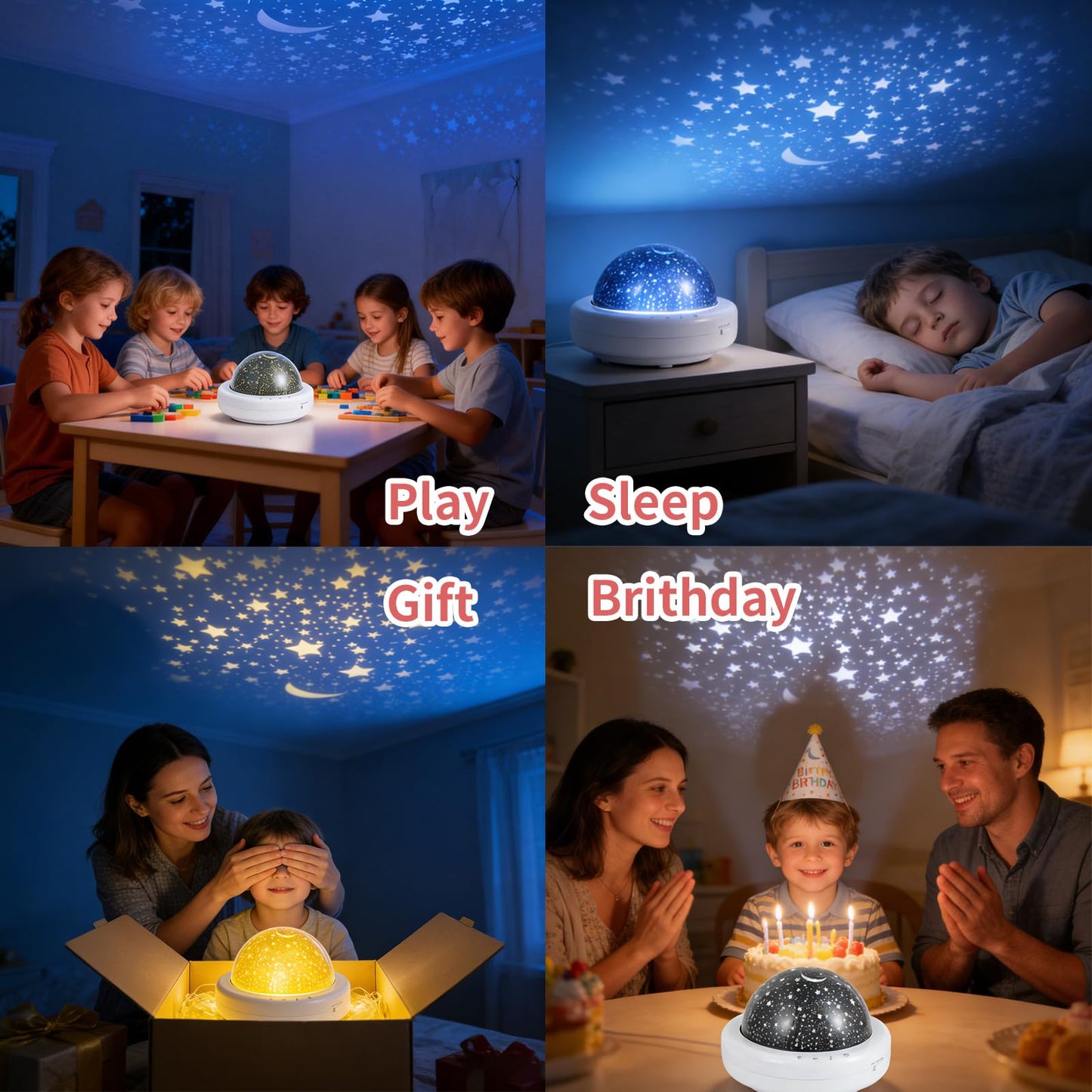 aibitu Projection Sleep Device, Night Light with Touch Control, White Noise & Music Sound Machine, 5V USB/Battery Powered, Sleep Aid for Kids and Adults, Home Bedroom Decor