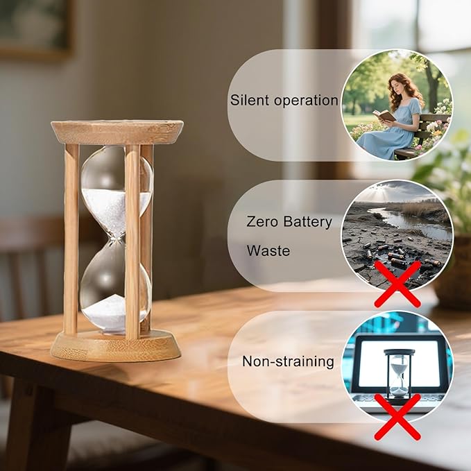 Mini Sand Timer 2 Minute, Hourglass 2 Min,Wood Sandglass,Bamboo Sand Clock- Decorative Timer for Classroom,Baking,Game,Desk Decor & Gift,White